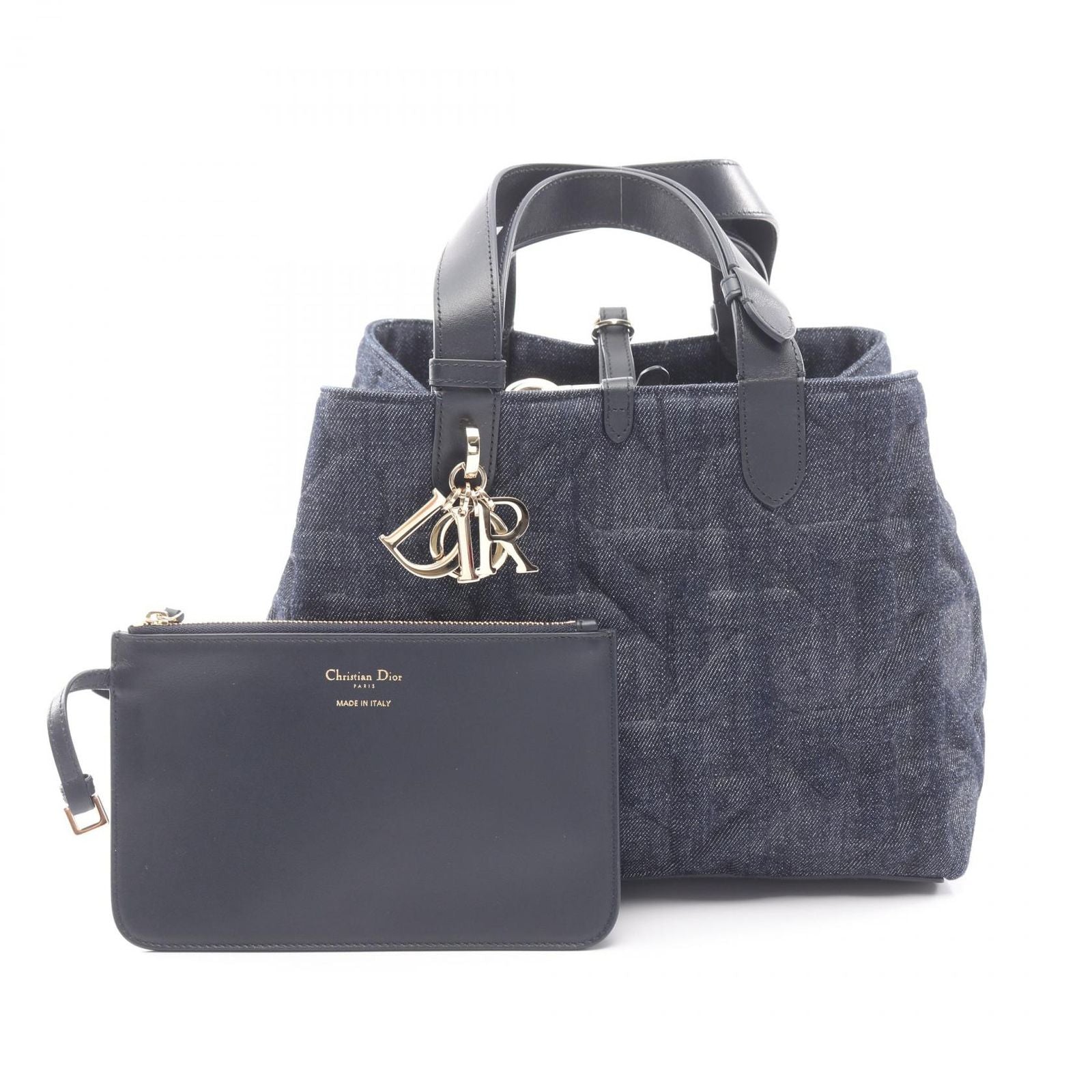 Dior Handbag Toujours Bag Graphic Cannage Indigo Blue Denim Leather
