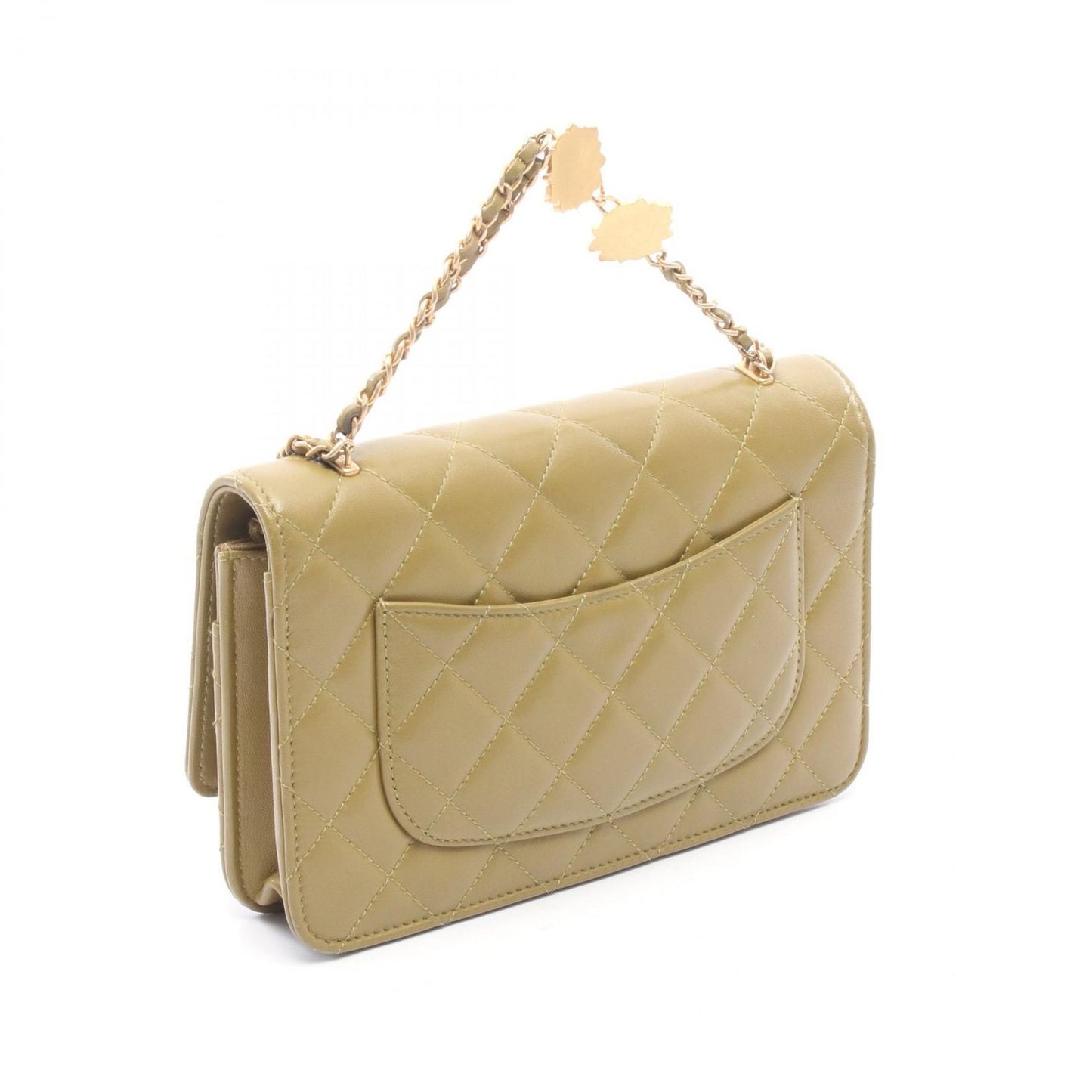 Chanel Shoulder Bag Quilted 2-Way Yellow Brown Leather Chain Wallet — view 2