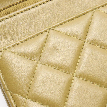 Chanel Shoulder Bag Quilted 2-Way Yellow Brown Leather Chain Wallet — view 7