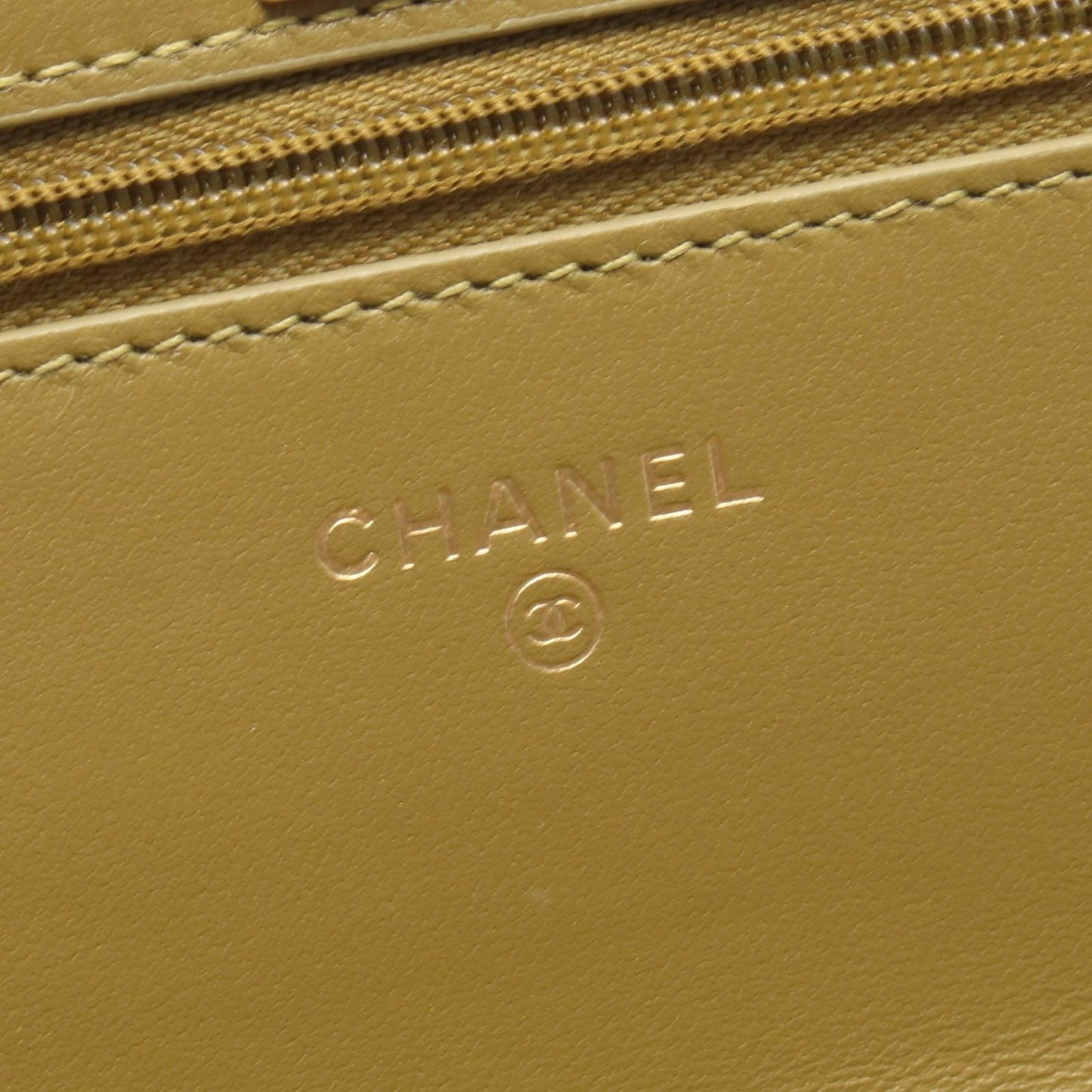 Chanel Shoulder Bag Quilted 2-Way Yellow Brown Leather Chain Wallet — view 4