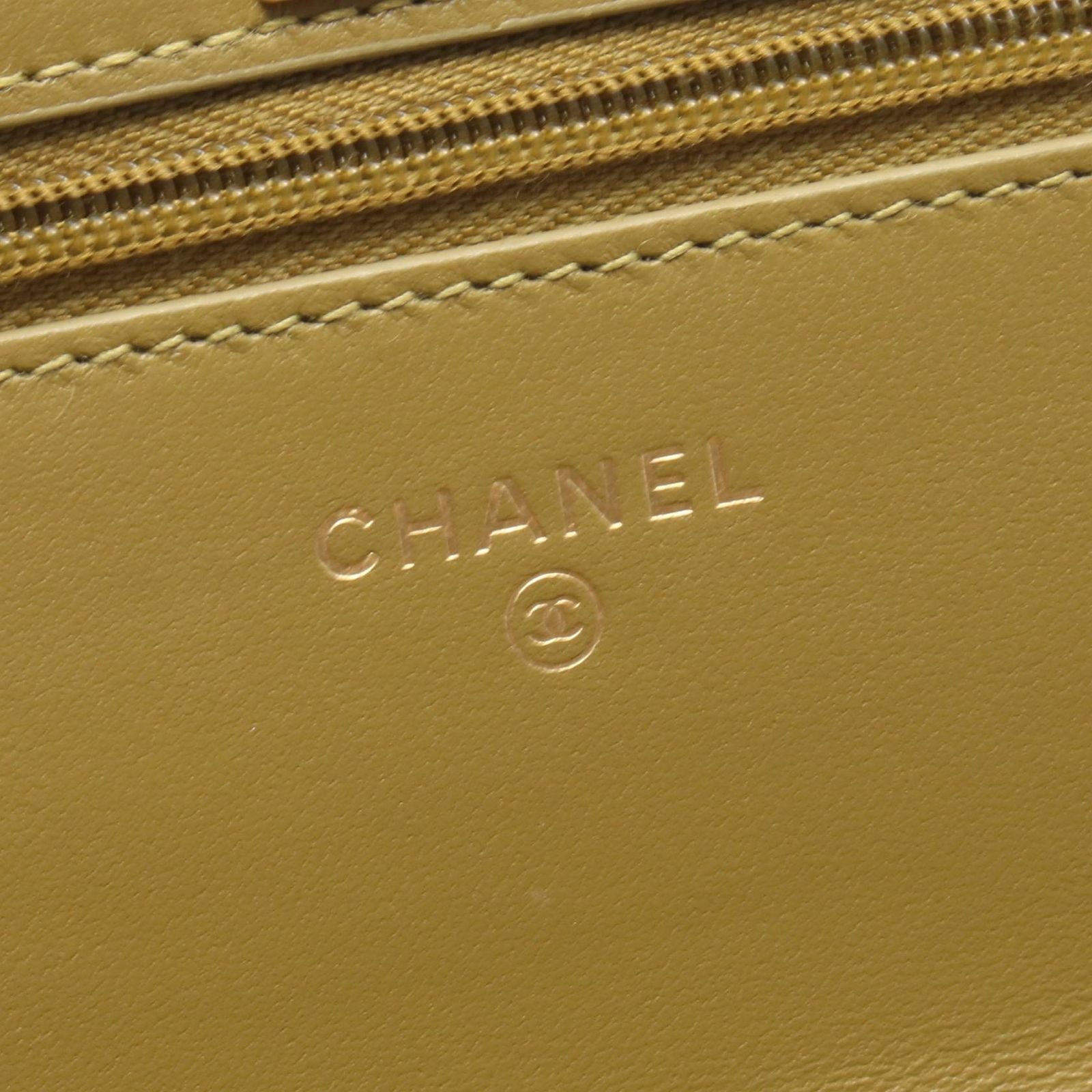 Chanel Shoulder Bag Quilted 2-Way Yellow Brown Leather Chain Wallet — view 4