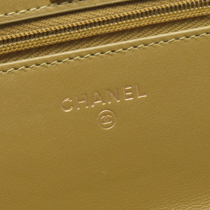 Chanel Shoulder Bag Quilted 2-Way Yellow Brown Leather Chain Wallet — view 4