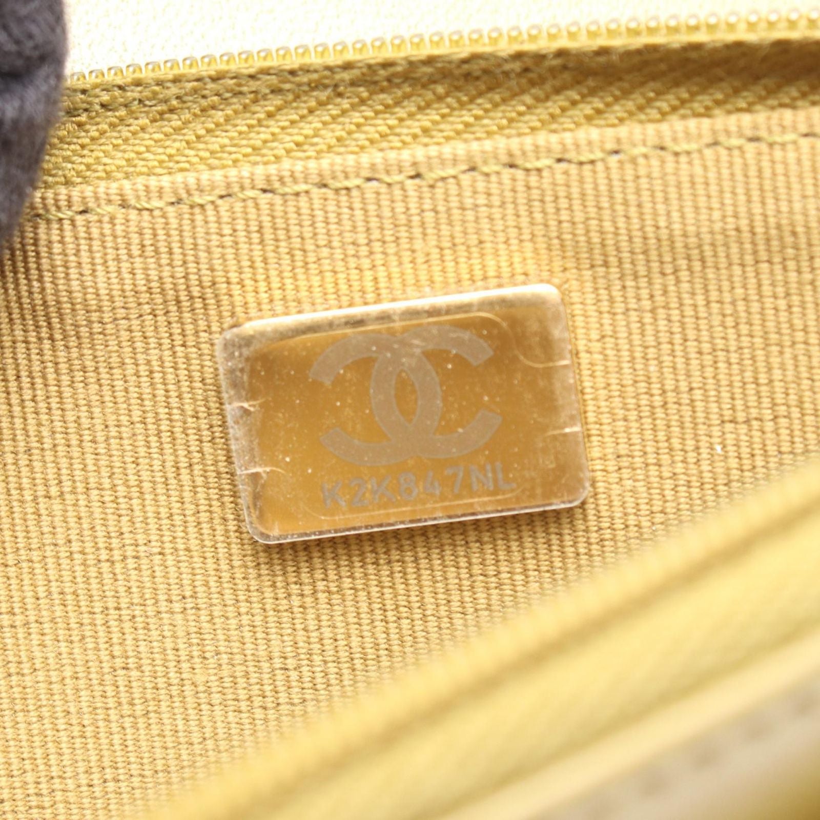 Chanel Shoulder Bag Quilted 2-Way Yellow Brown Leather Chain Wallet — view 5