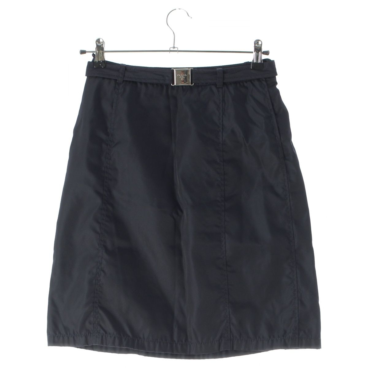 Prada Nylon Belted Skirt Navy