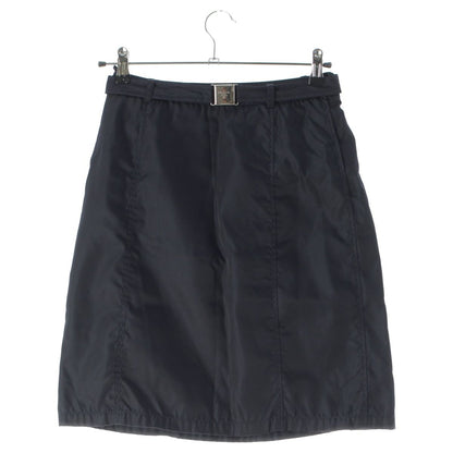 Prada Nylon Belted Skirt Navy
