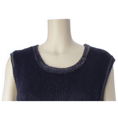 Chanel CC Logo Knit Sleeveless Dress Navy 36 — view 5