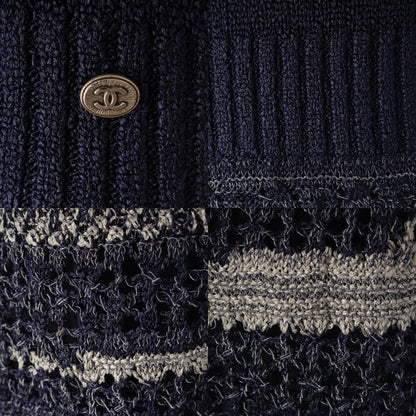 Chanel CC Logo Knit Sleeveless Dress Navy 36 — view 8