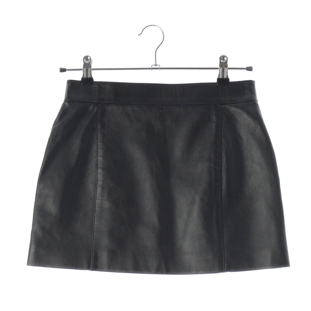 Celine Trapeze Mini Lambskin Triomphe Mini Skirt Black 36 — view 2