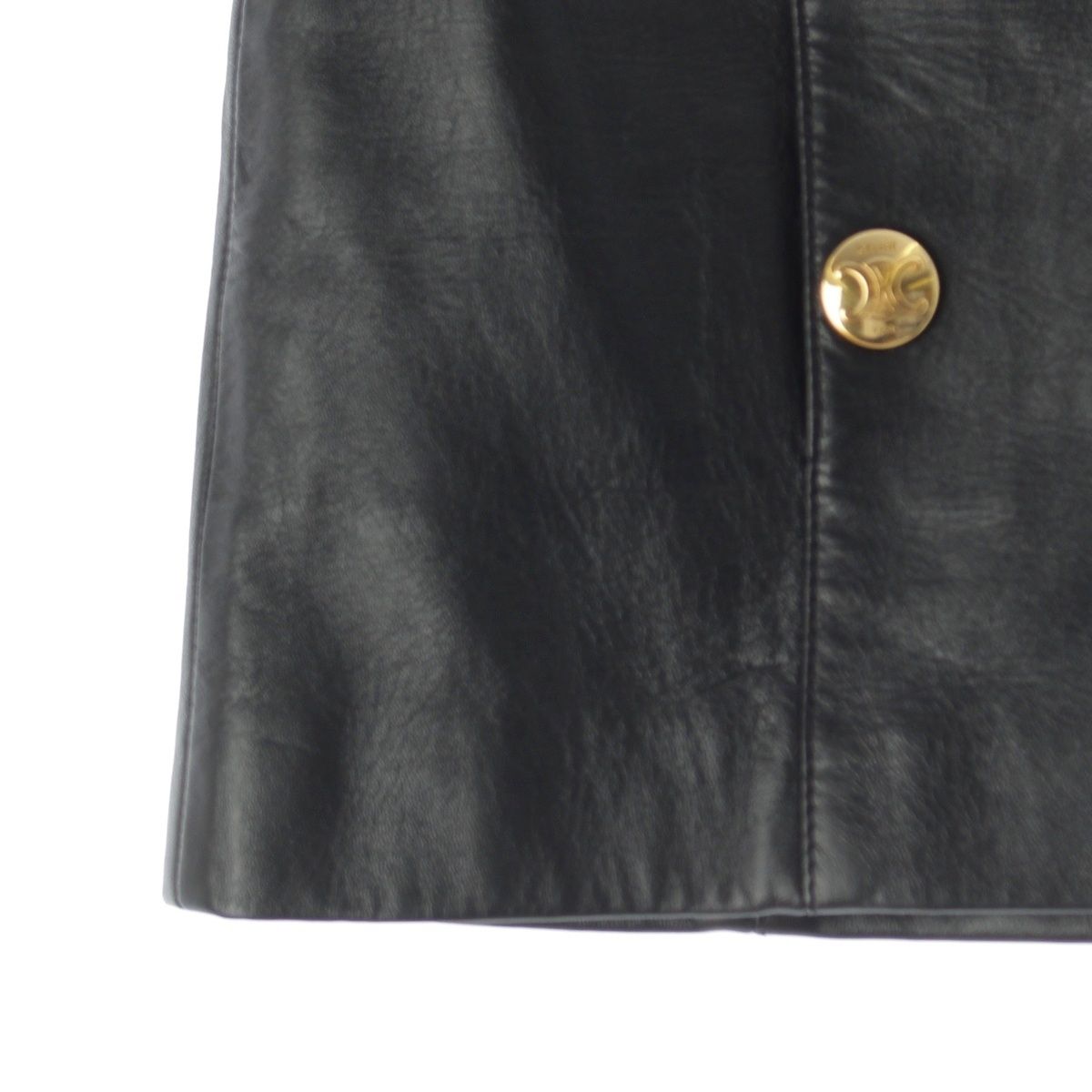 Celine Trapeze Mini Lambskin Triomphe Mini Skirt Black 36 — view 4