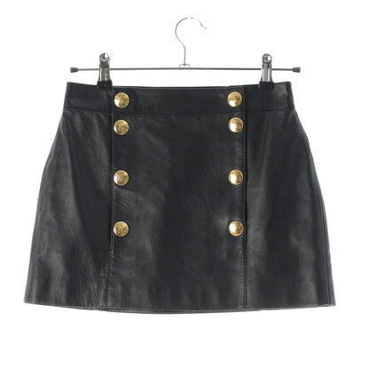 Celine Trapeze Mini Lambskin Triomphe Mini Skirt Black 36