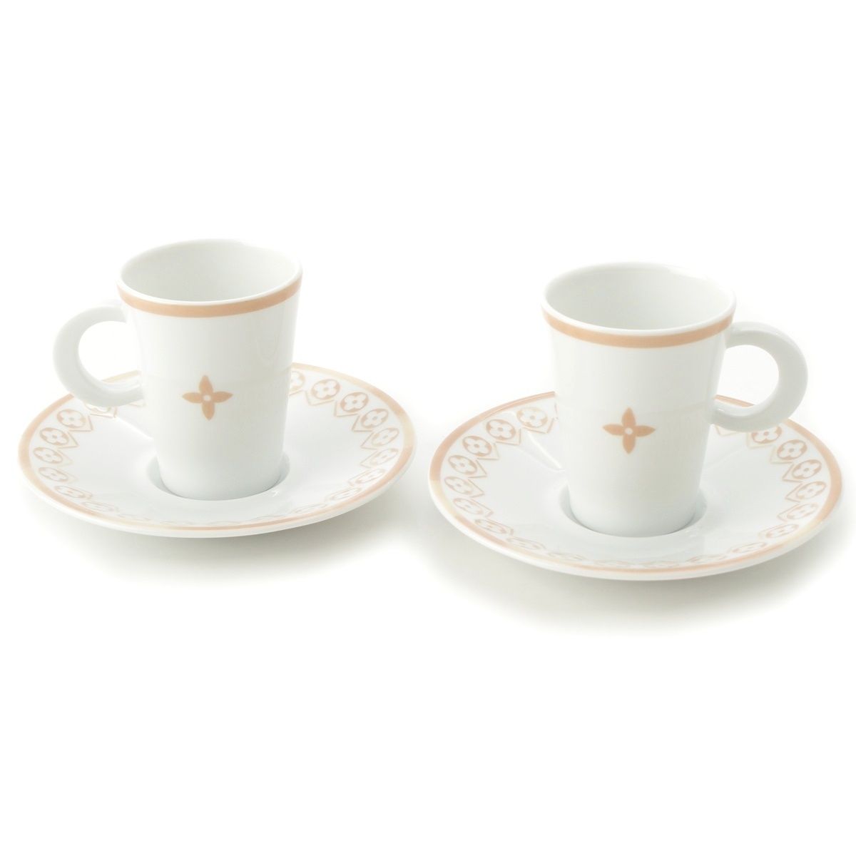 Louis Vuitton Monogram Flower Tile Coffee Cup & Saucer Set 2 Customer Tableware