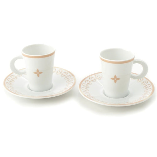 Louis Vuitton Monogram Flower Tile Coffee Cup & Saucer Set 2 Customer Tableware