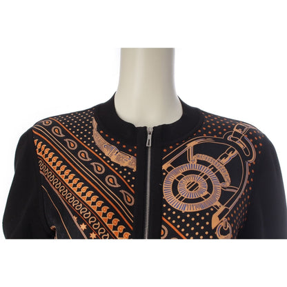Hermes Silk Cotton Apron Dole Tsuilene Bandana Pattern Knit Jacket Top Orange — view 5