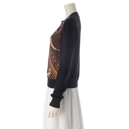 Hermes Silk Cotton Apron Dole Tsuilene Bandana Pattern Knit Jacket Top Orange — view 3