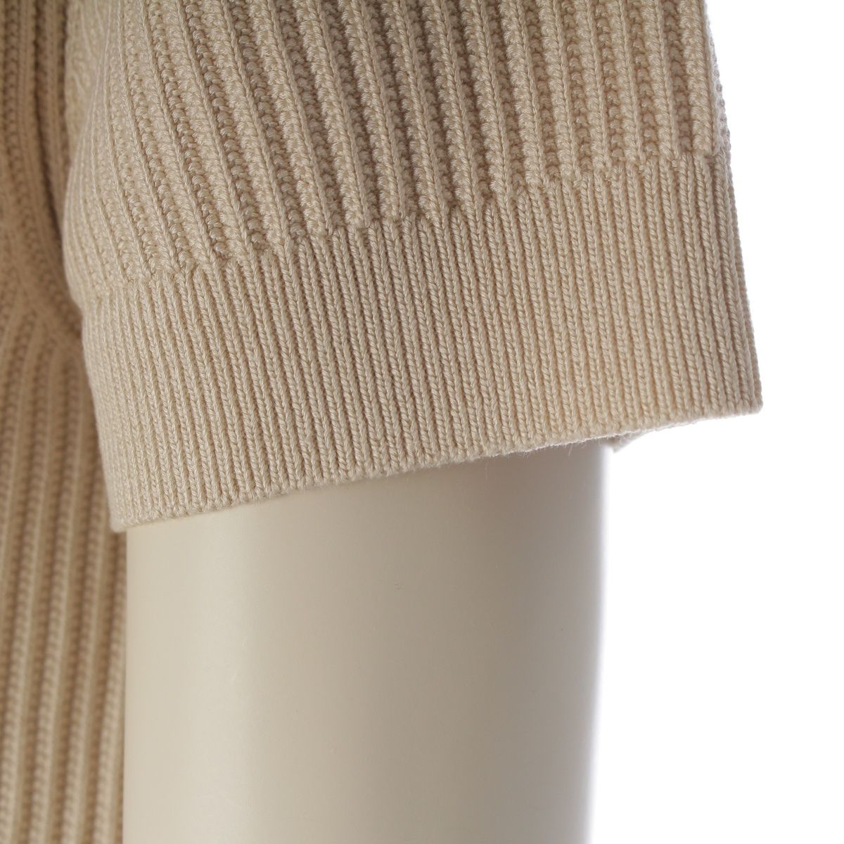 Hermes Rayon Silk Nylon Silver Chain Neck Short Sleeve Knit Top Beige 36 Sweater — view 7