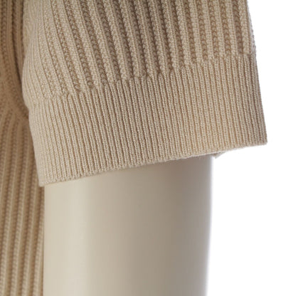 Hermes Rayon Silk Nylon Silver Chain Neck Short Sleeve Knit Top Beige 36 Sweater — view 7