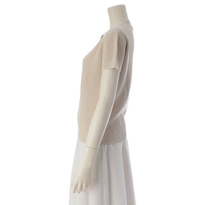 Hermes Rayon Silk Nylon Silver Chain Neck Short Sleeve Knit Top Beige 36 Sweater — view 3
