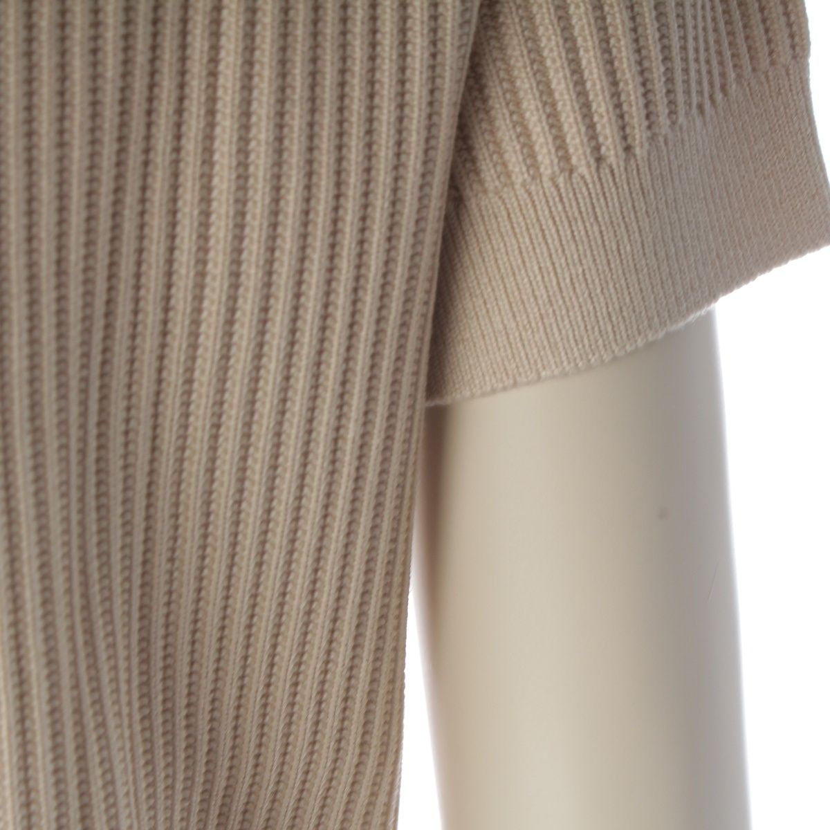 Hermes Rayon Silk Nylon Silver Chain Neck Short Sleeve Knit Top Beige 36 Sweater — view 6