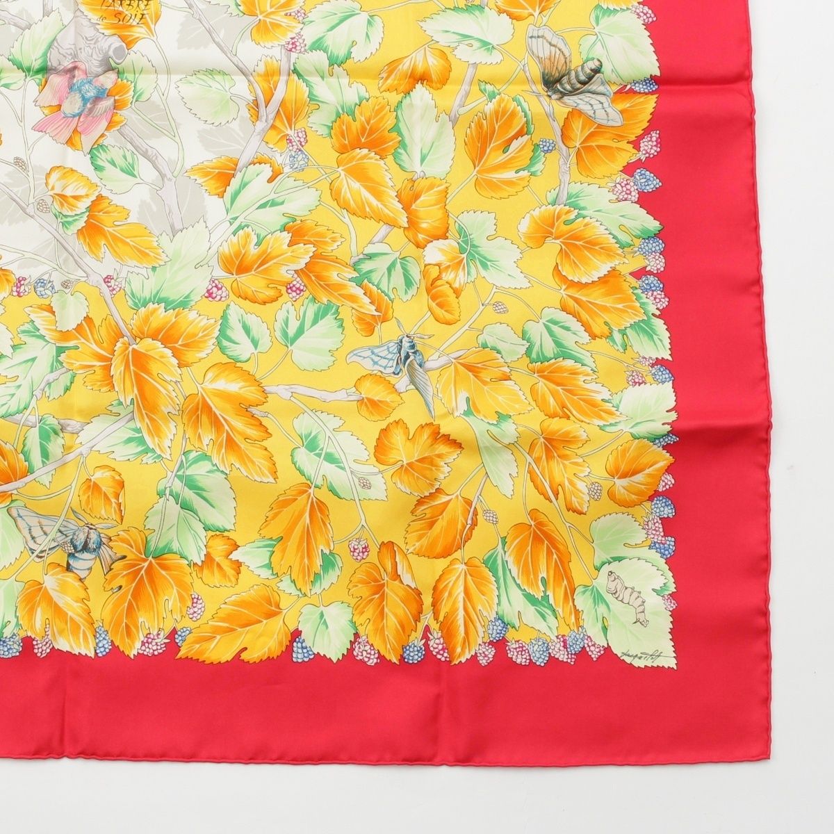 Hermes Carre 90 I'arbre de Soie Silk Scarf Red Yellow — view 5