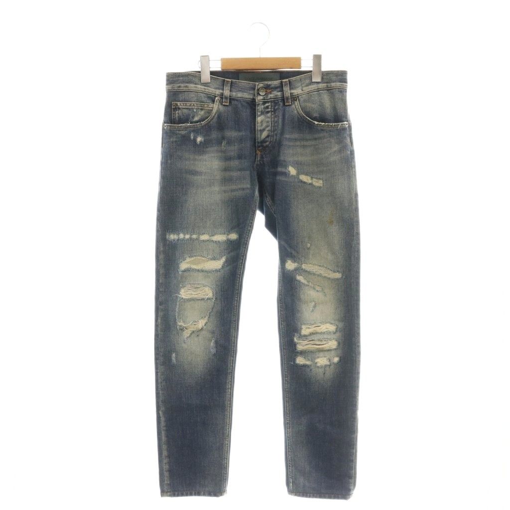 Dolce & Gabbana D&G Crash Distressed Denim Pants Jeans Button Fly 46 Indigo