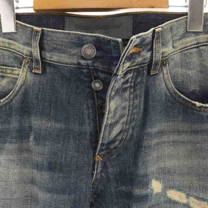 Dolce & Gabbana D&G Crash Distressed Denim Pants Jeans Button Fly 46 Indigo — view 3