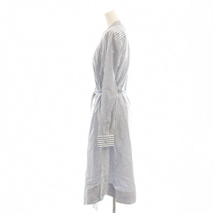 Max Mara Weekend Shirt Dress Long Sleeve Long Striped Pattern 40 Blue White SY — view 3