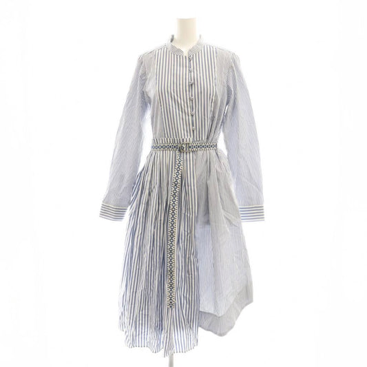 Max Mara Weekend Shirt Dress Long Sleeve Long Striped Pattern 40 Blue White SY