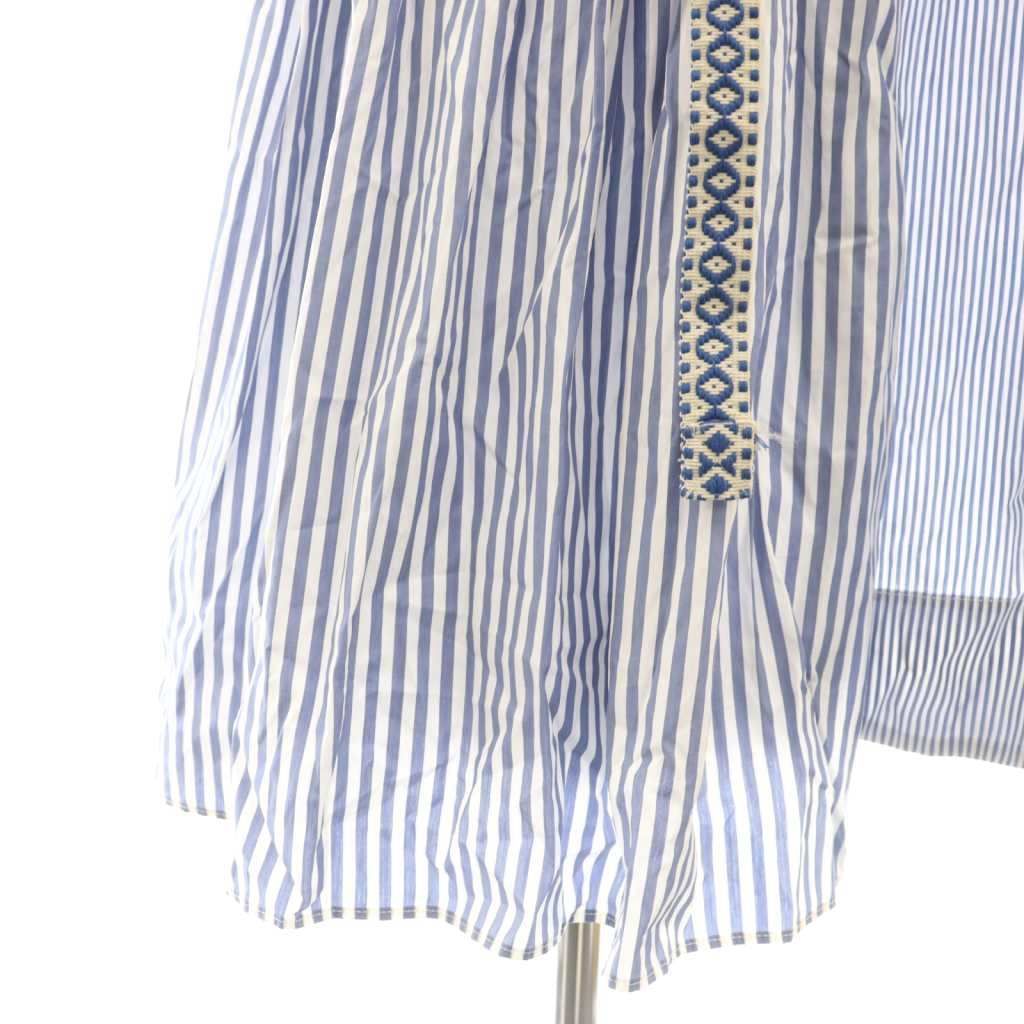 Max Mara Weekend Shirt Dress Long Sleeve Long Striped Pattern 40 Blue White SY — view 5
