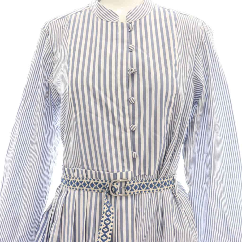 Max Mara Weekend Shirt Dress Long Sleeve Long Striped Pattern 40 Blue White SY — view 4
