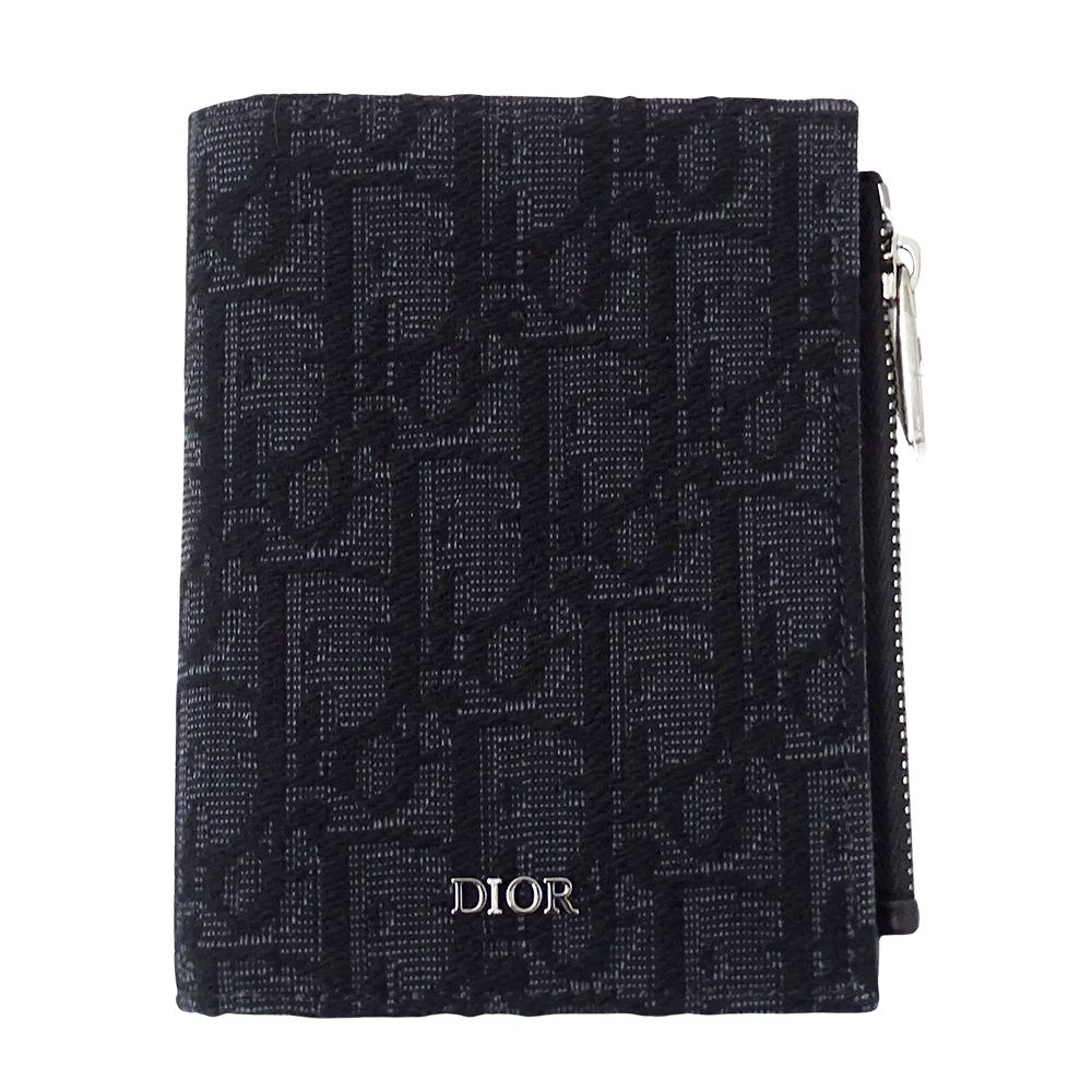 Dior Wallet Bifold Oblique Jacquard Black Mini Small