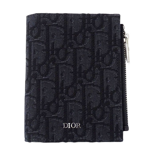Dior Wallet Bifold Oblique Jacquard Black Mini Small