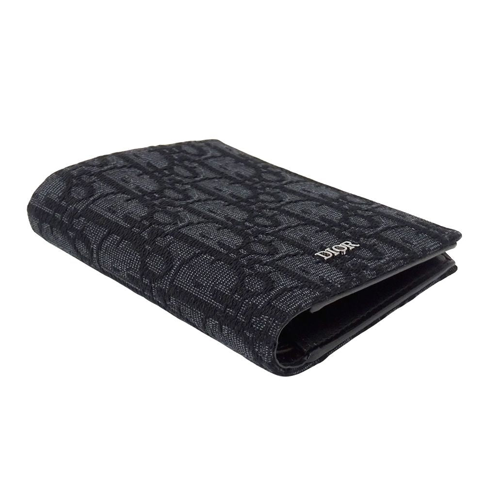Dior Wallet Bifold Oblique Jacquard Black Mini Small — view 3