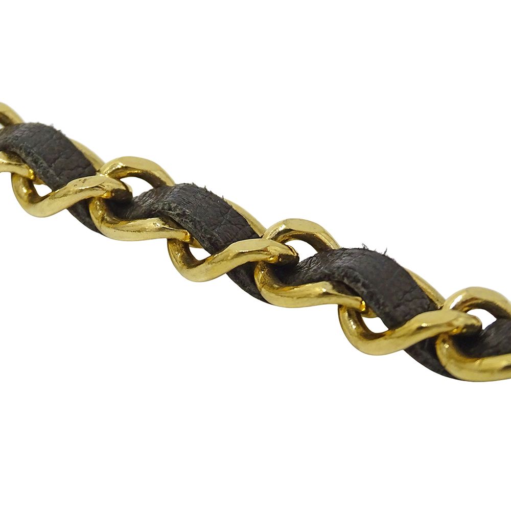 Chanel Belt Chain Leather Black Gold CC Logo — view 7