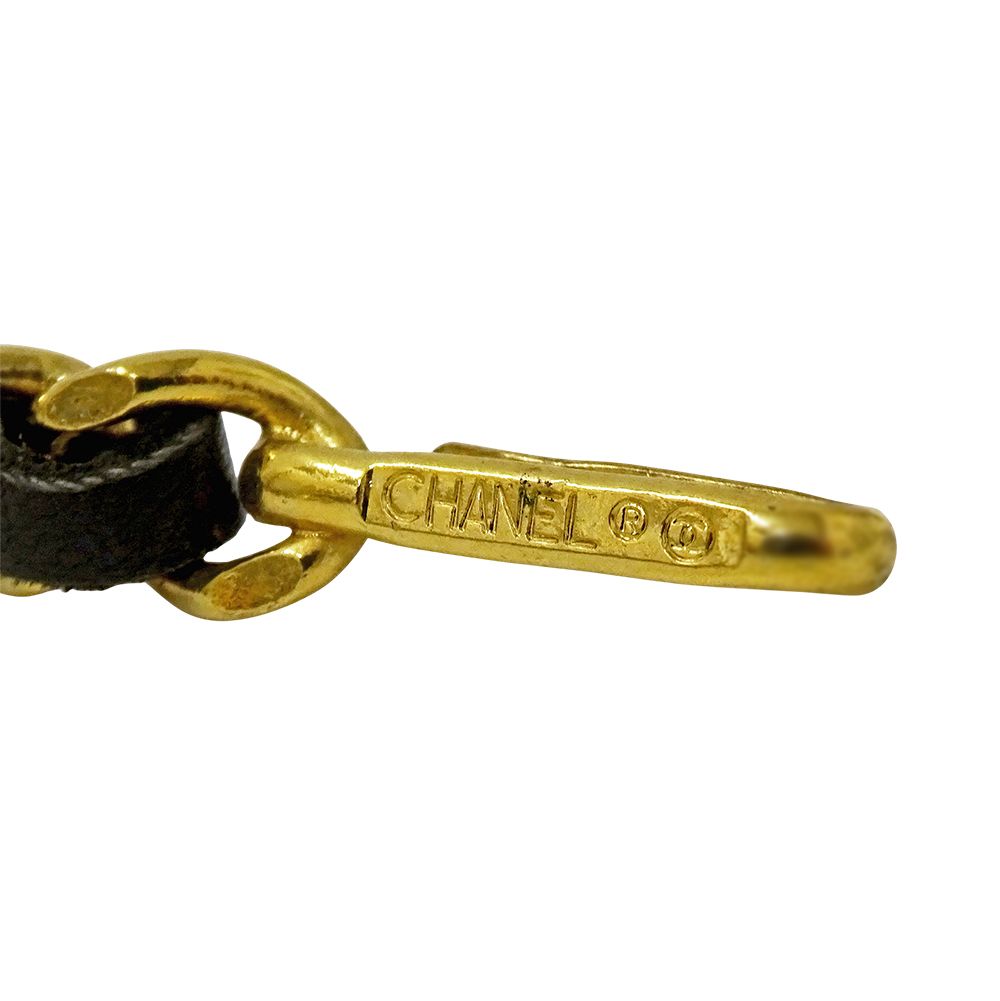 Chanel Belt Chain Leather Black Gold CC Logo — view 4