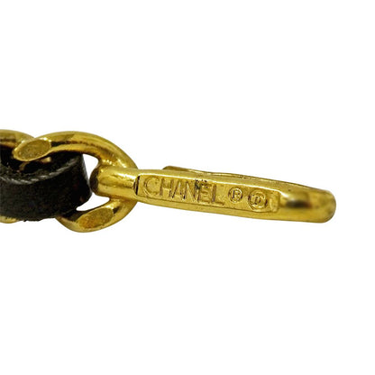 Chanel Belt Chain Leather Black Gold CC Logo — view 4