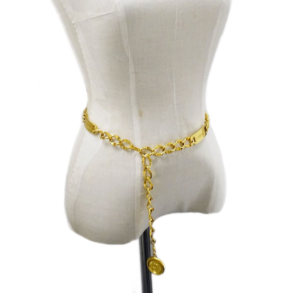 Chanel Belt Chain Gold Logo Plate Coin Motif — view 6