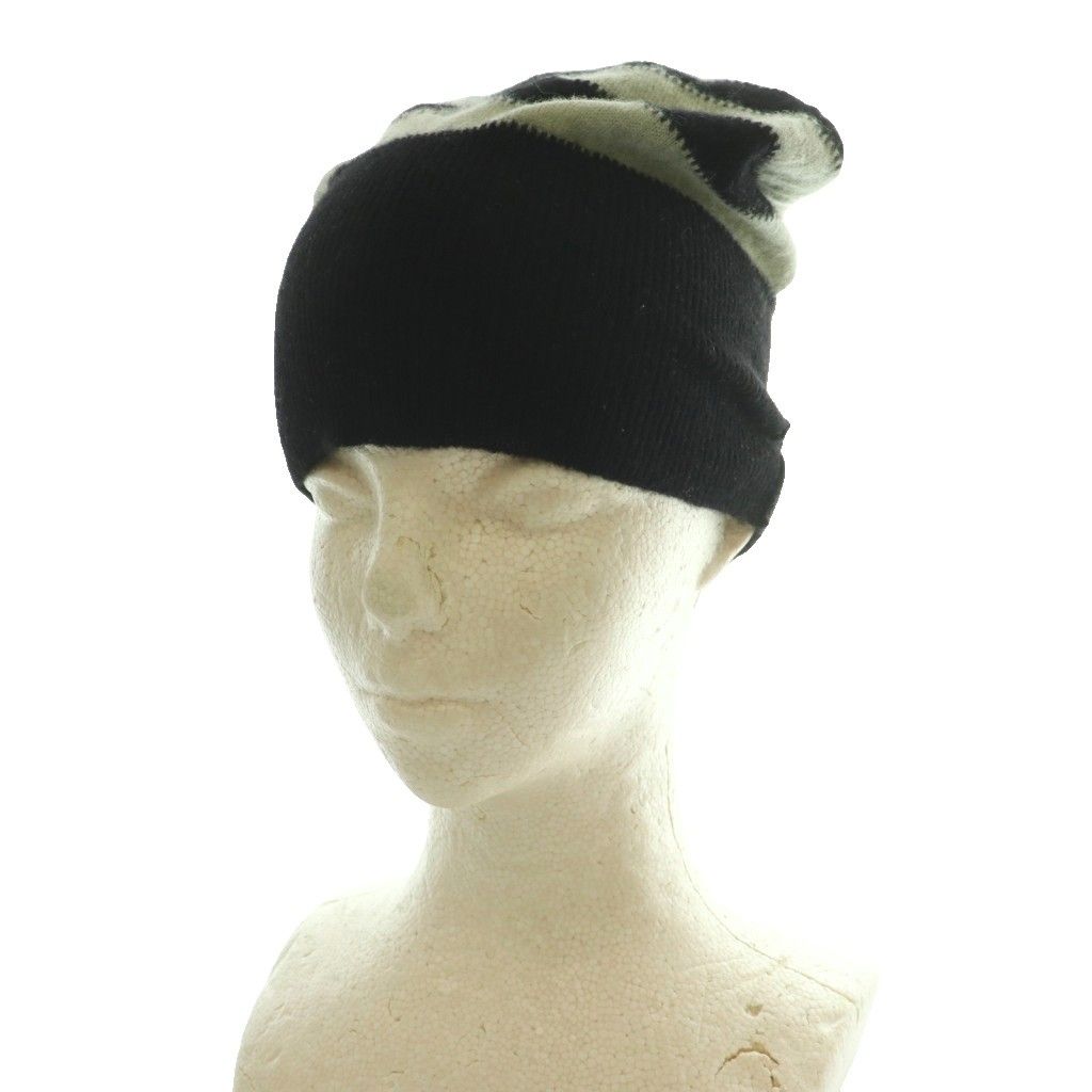 Louis Vuitton Border Pattern Knit Beanie Cap Hat Wool M Gray Black SS — view 3