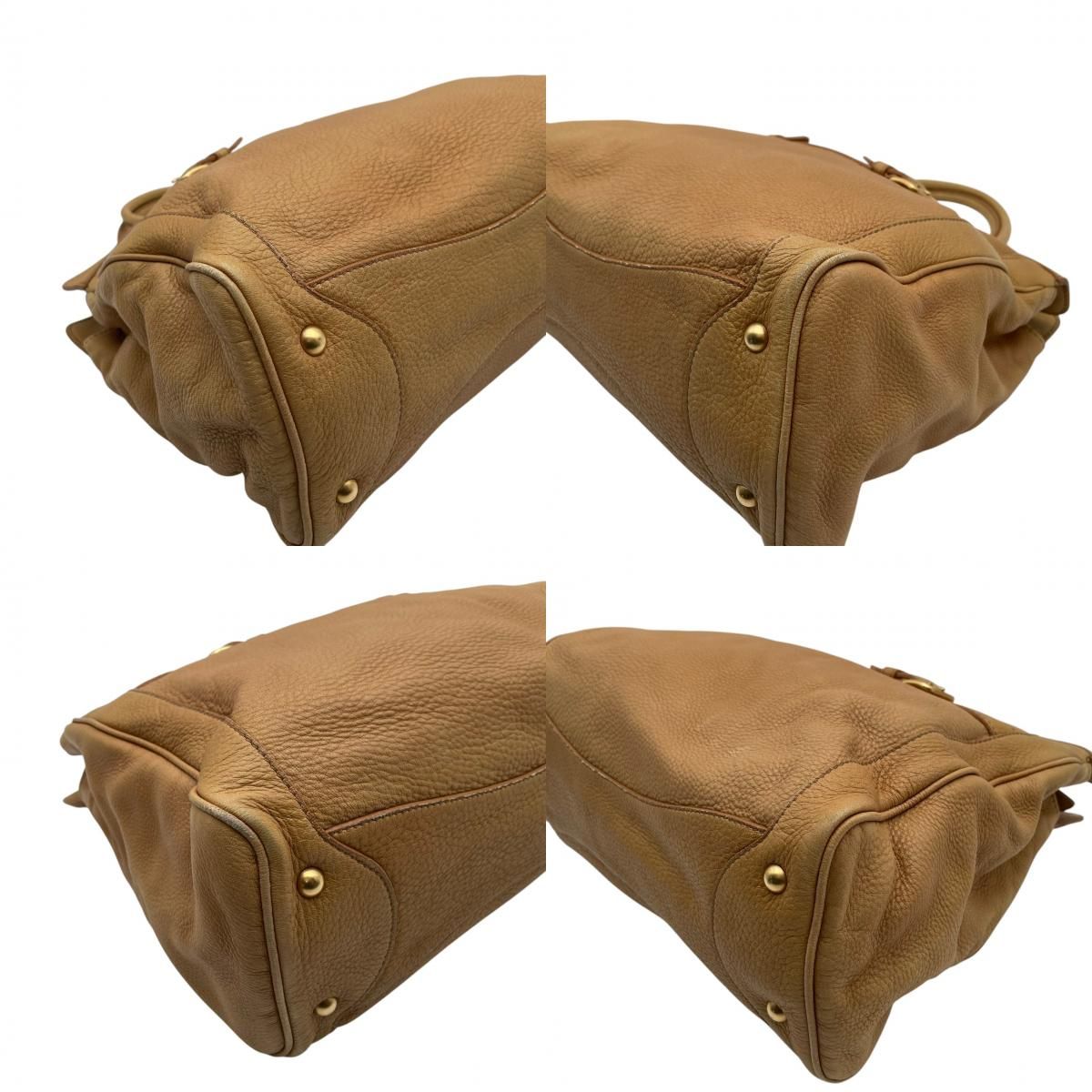 Miu Miu Miu Fiocco Tote Leather Beige Side Ribbon Gold Going Out Purse — view 7