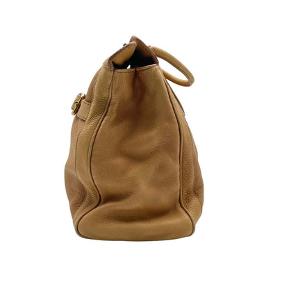 Miu Miu Miu Fiocco Tote Leather Beige Side Ribbon Gold Going Out Purse — view 5
