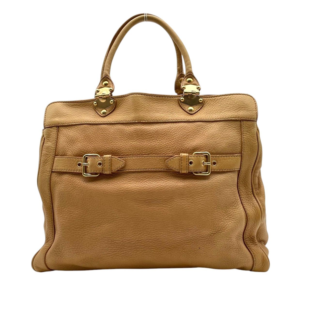 Miu Miu Miu Fiocco Tote Leather Beige Side Ribbon Gold Going Out Purse — view 3