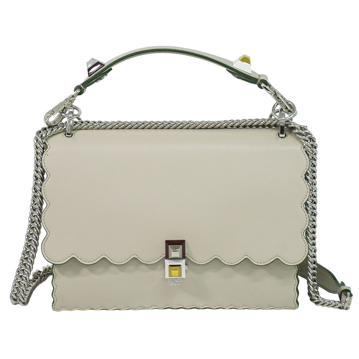 Fendi Kanai 2-Way Shoulder Bag Pochette Leather Gray Ju