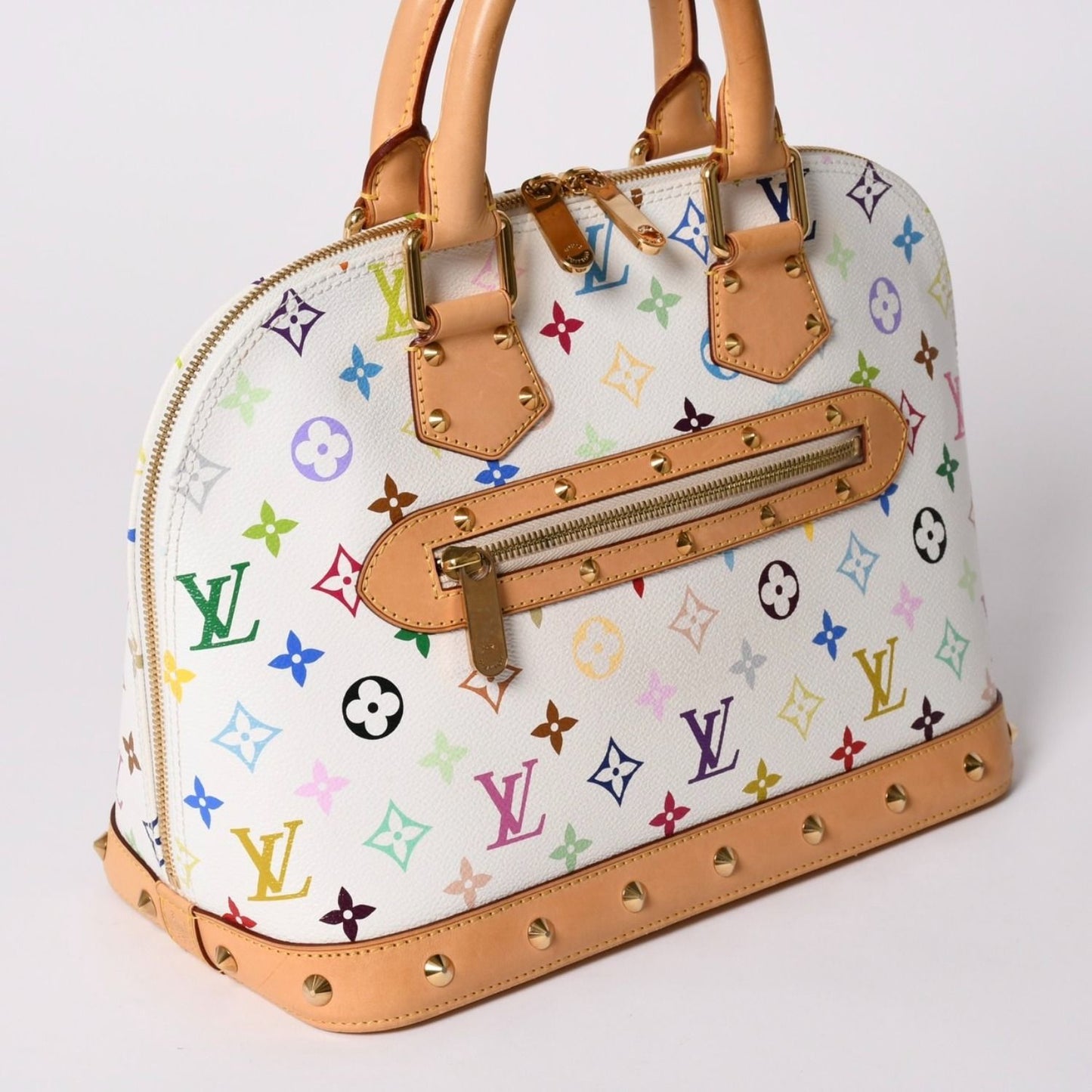 Louis Vuitton Alma Handbag Monogram Multicolor White Takashi Murakami — view 3