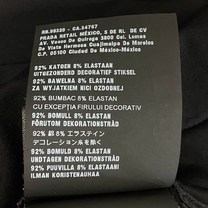 Prada Triangle Logo Embroidery Stretch Cotton Short Sleeve T-Shirt Top M Black — view 8