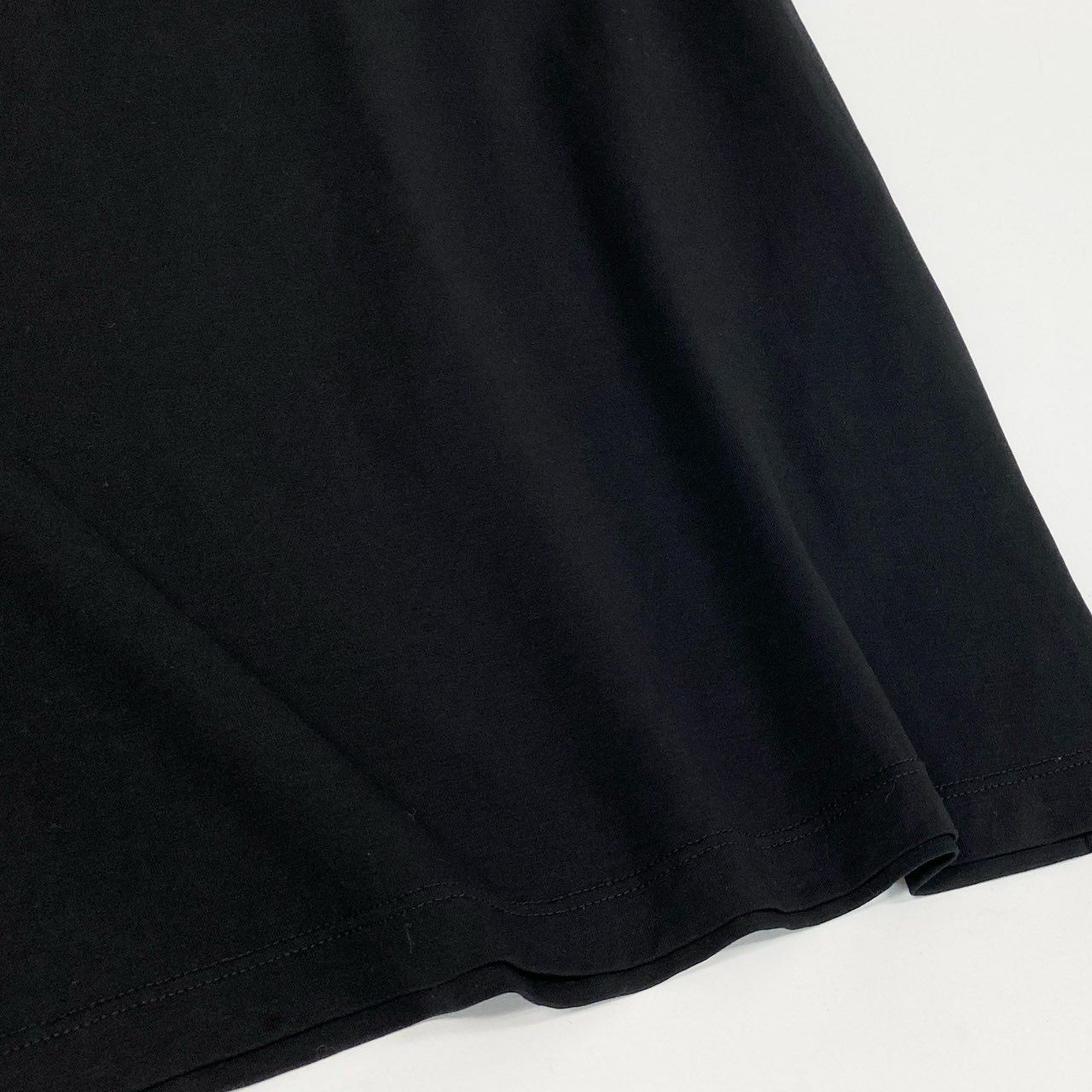 Prada Triangle Logo Embroidery Stretch Cotton Short Sleeve T-Shirt Top M Black — view 4