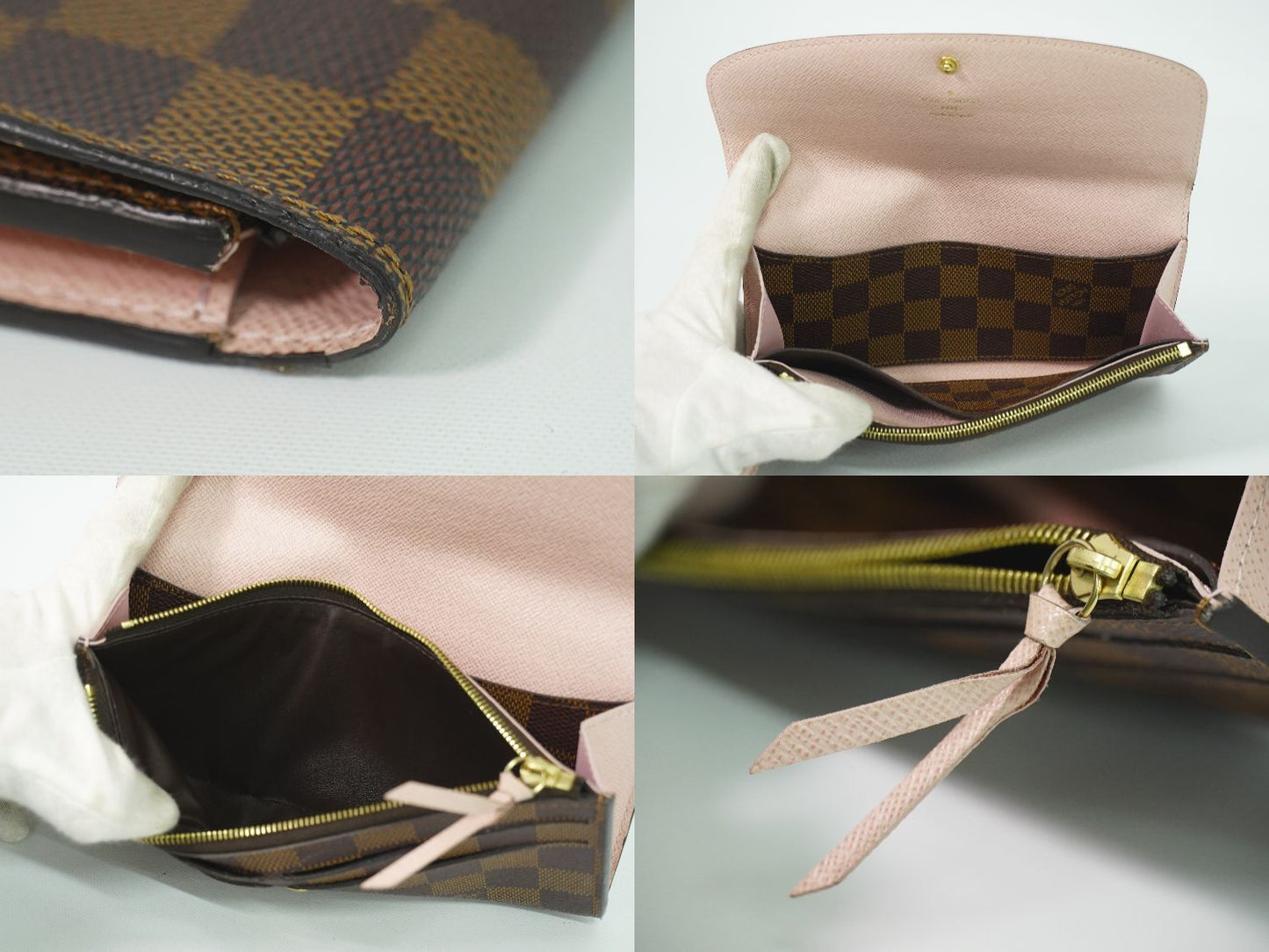 Louis Vuitton LV Portefeuille Emily Damier Ebene Wallet Brown — view 8
