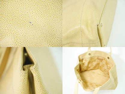 Chanel CC Logo Tote Caviar Leather Beige — view 7