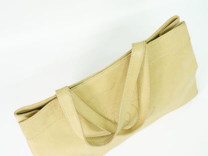 Chanel CC Logo Tote Caviar Leather Beige — view 5