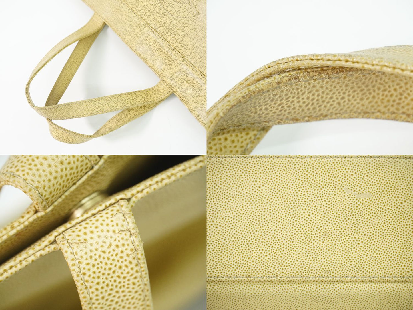 Chanel CC Logo Tote Caviar Leather Beige — view 6