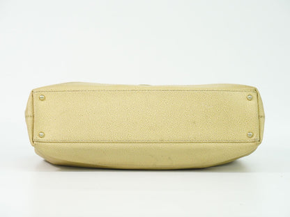Chanel CC Logo Tote Caviar Leather Beige — view 3