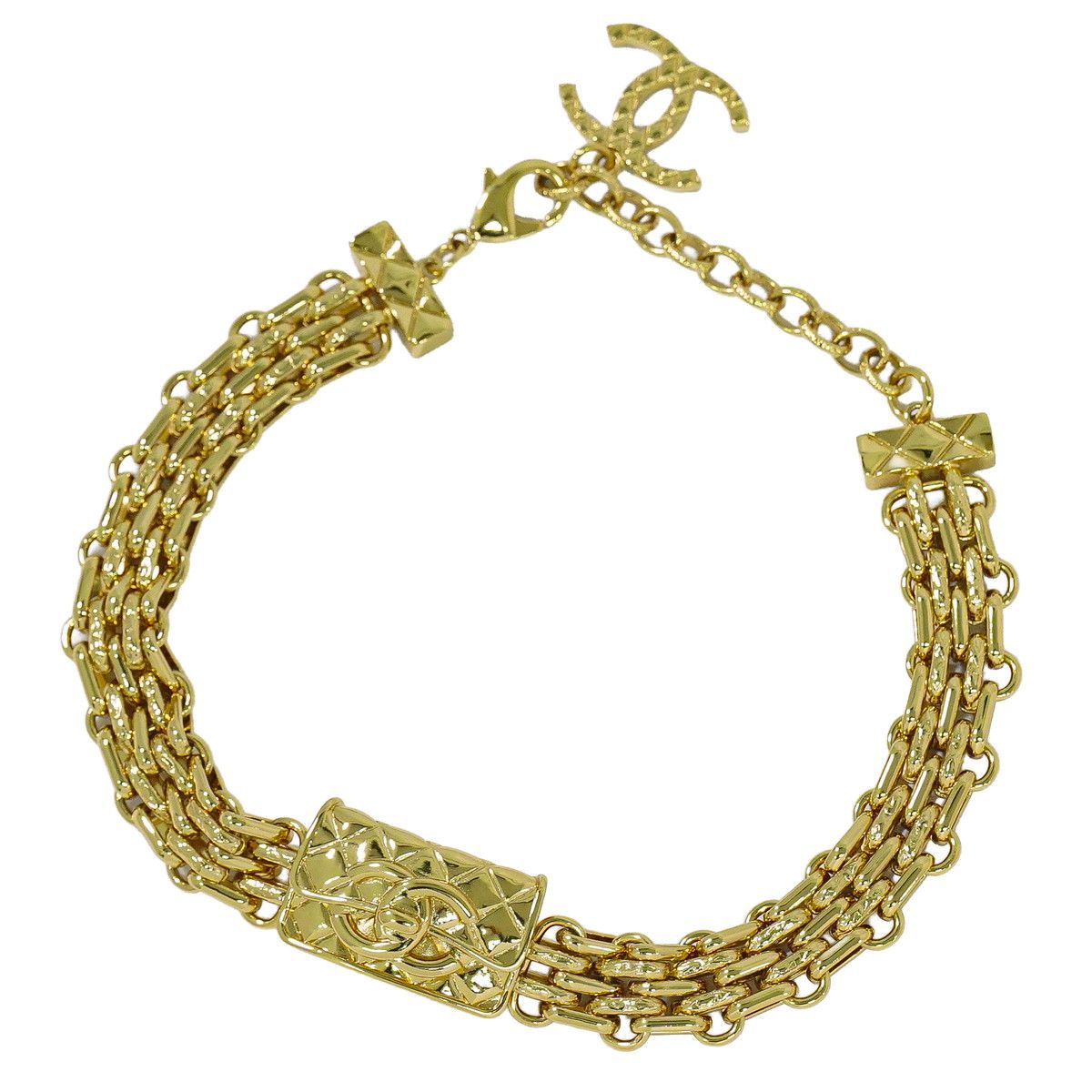 Chanel CC Logo Choker Necklace Gold Plated